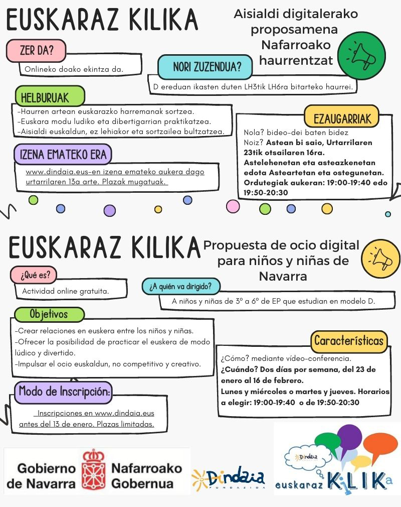 Euskaraz kilika, juega y practica el euskera a través del chat (8-12 años)