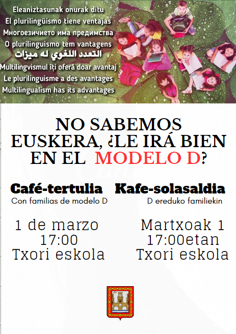 No sabemos euskera, ¿le irá bien en el modelo D?   Café-tertulia con padres y madres de modelo D
