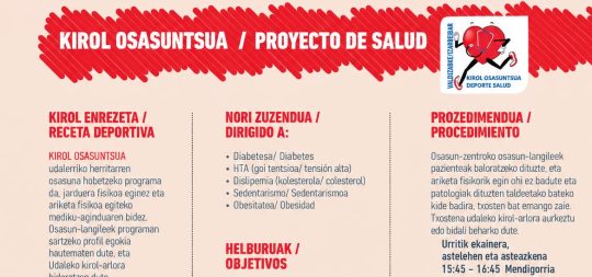 Imagen de la noticia: KIROL OSASUNTSUA / PROYECTO DE SALUD